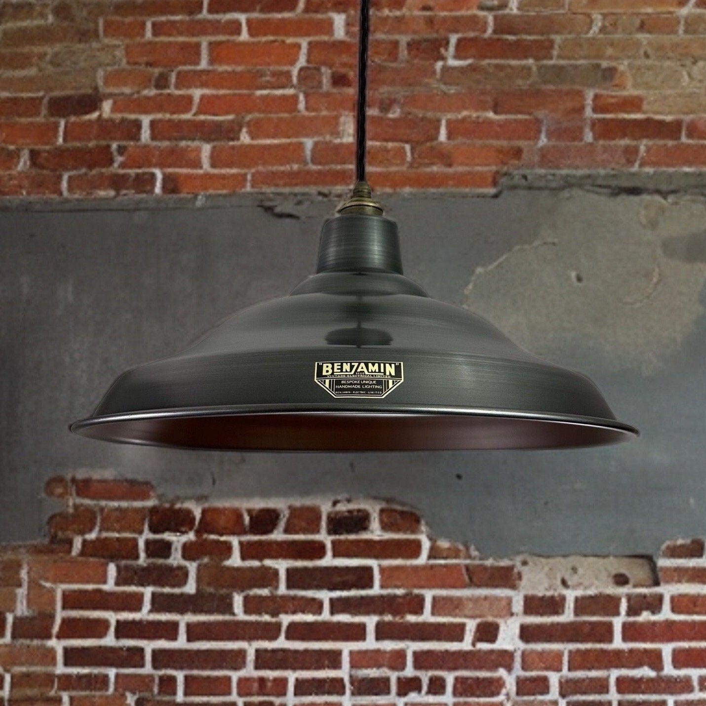 Bawsey ~ Pewter Industrial factory shade light ceiling dining room kitchen table vintage edison filament lamps pendant 16 Inch