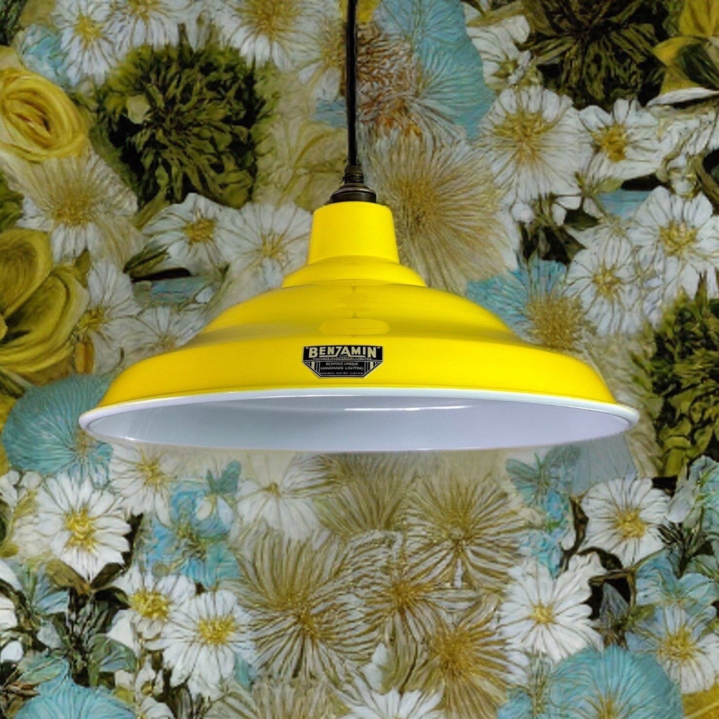 Bawsey ~ Summer Yellow Lampshade Pendant Set Light ~ 16 Inch