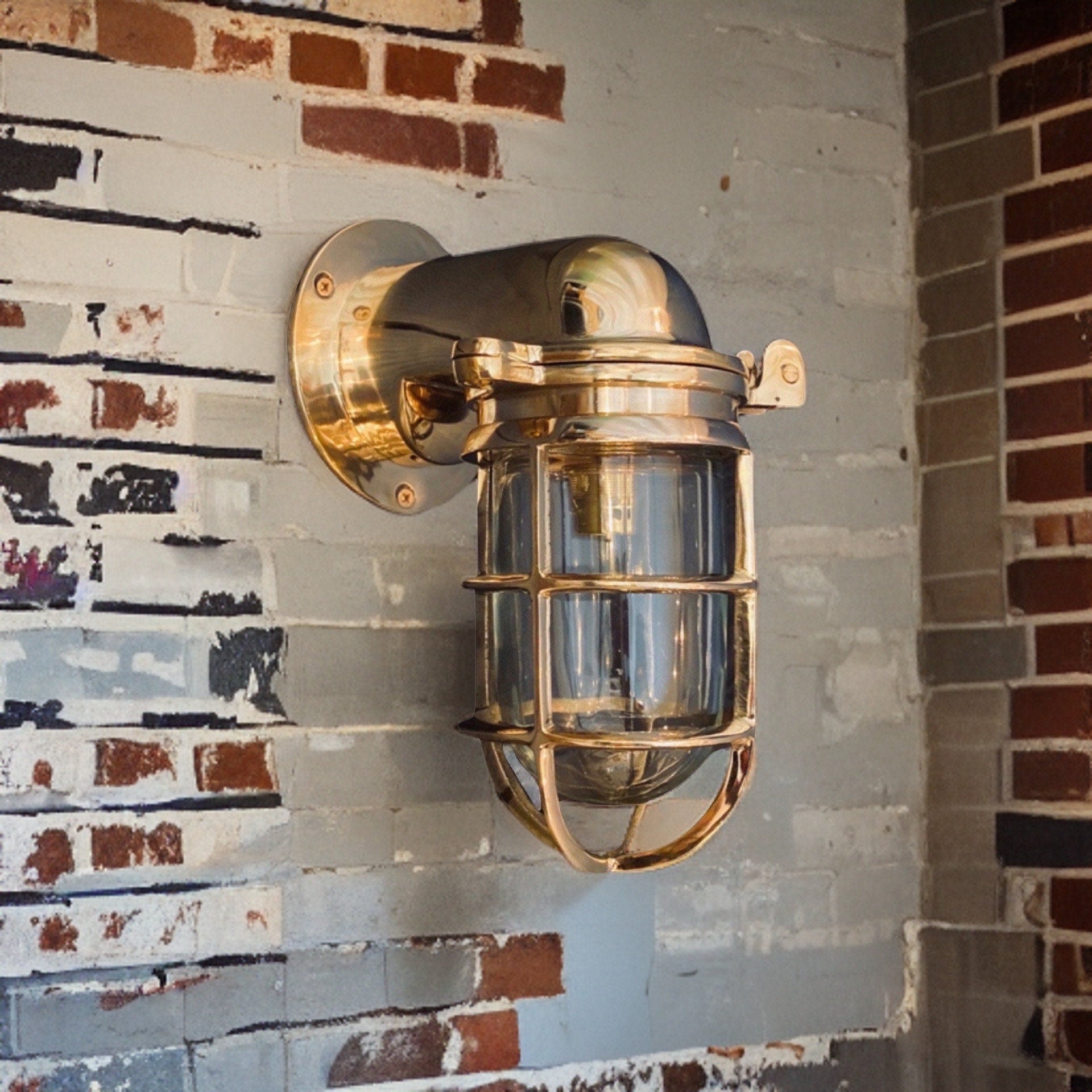 Happisburgh ~ Bulkhead Outdoor & Bathroom Sconce Wall Light Solid Brass | 10 Inch