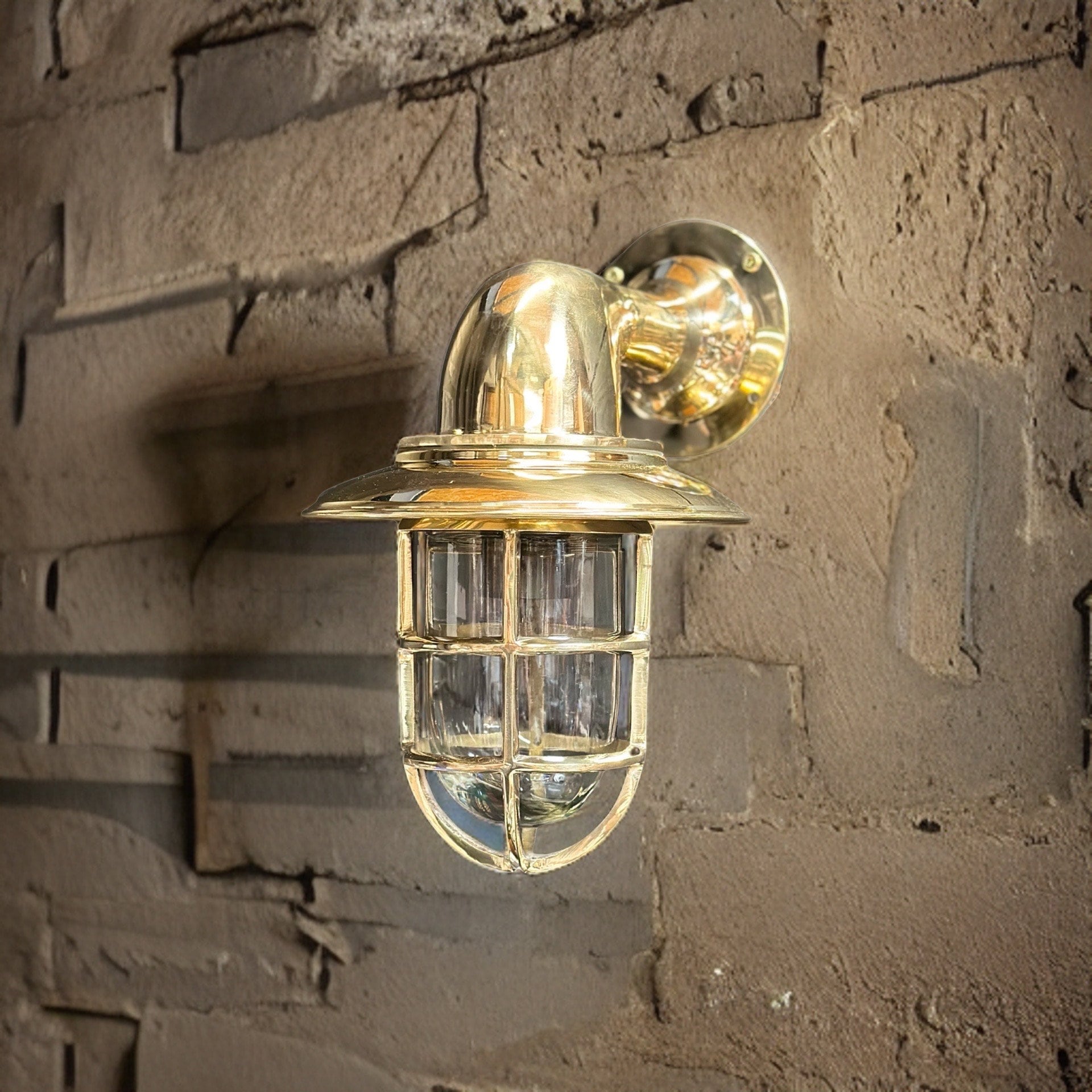 Wells ~ Bulkhead Outdoor & Bathroom Wall Light Solid Brass