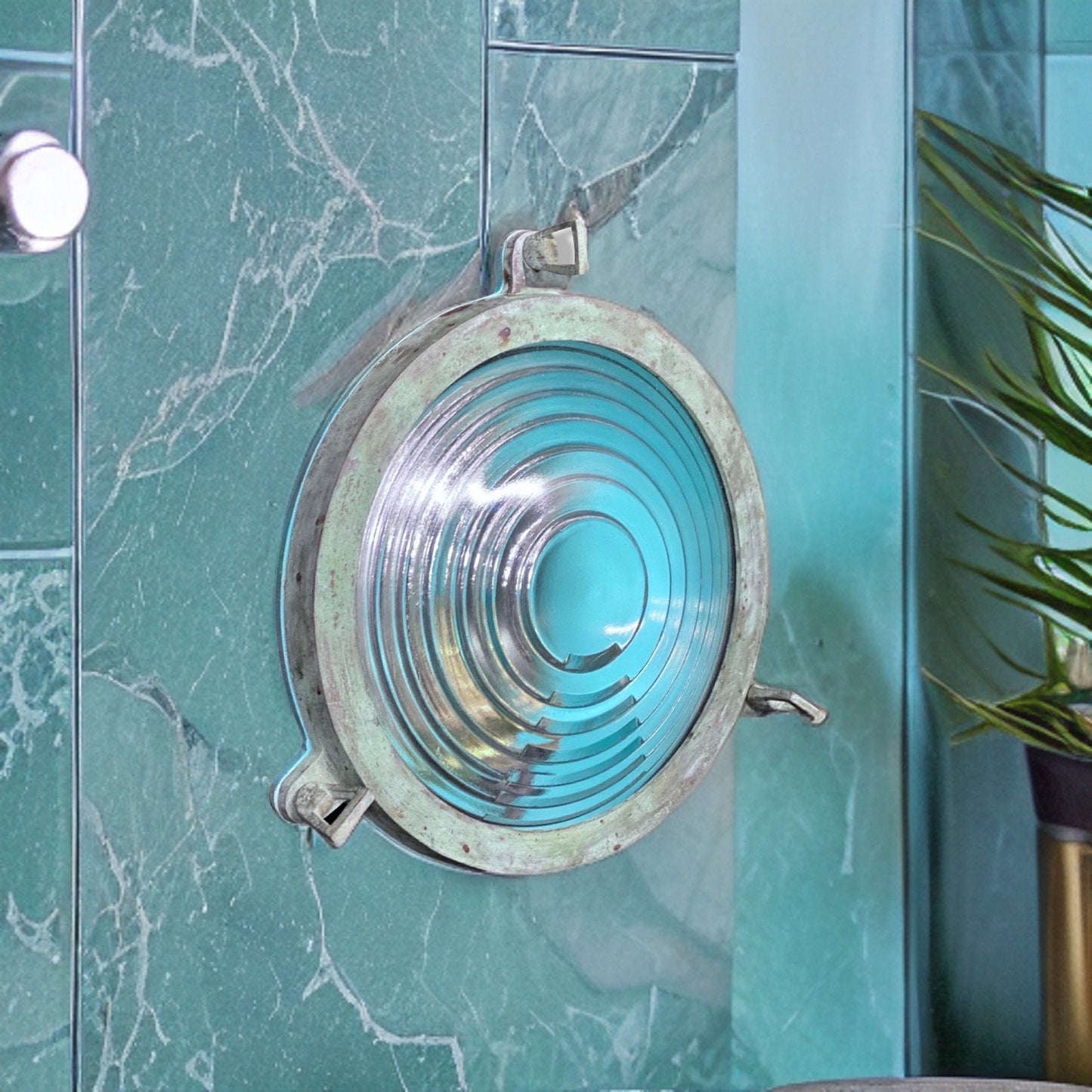 Wroxham ~ Bulkhead Verdigris Solid Brass Round Wall Light | Ceiling Bathroom | Outdoor Garden