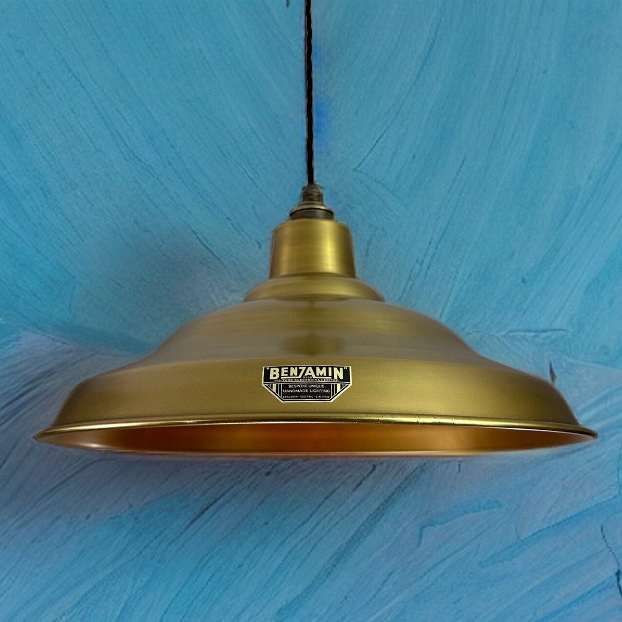 Bawsey ~ Antique Brass Lampshade Pendant Ceiling Light ~ 16 Inch