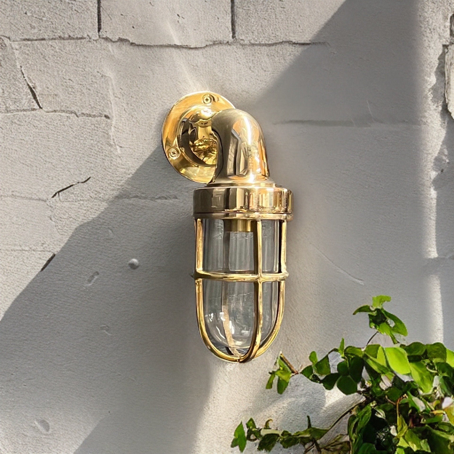 Shingham - Bulkhead Outdoor & Bathroom Wall Light Solid Brass | 8 Inch