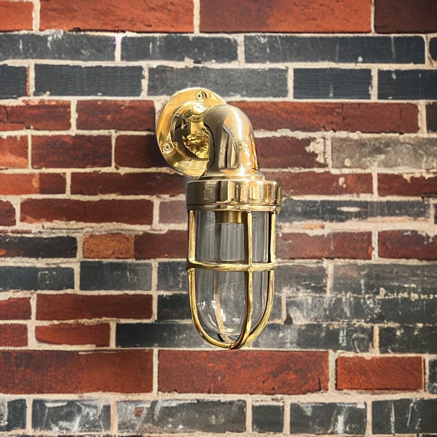 Shingham - Bulkhead Outdoor & Bathroom Wall Light Solid Brass | 8 Inch