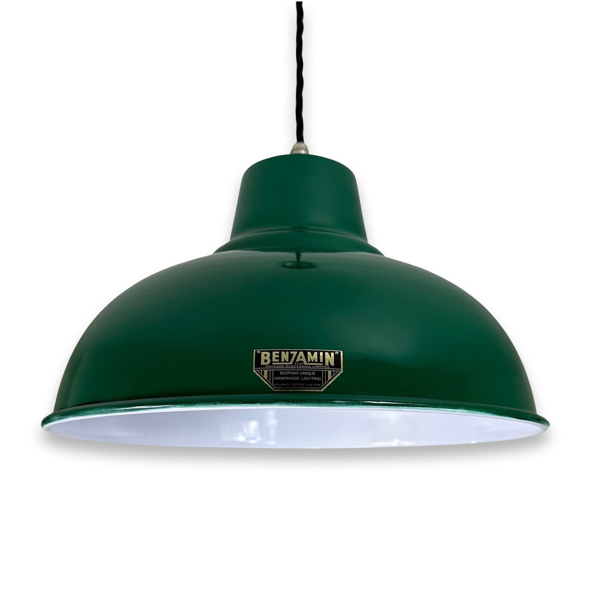 Salthouse XL ~ Racing Green Dome Lampshade Pendant Set Light ~ 14.5 Inch