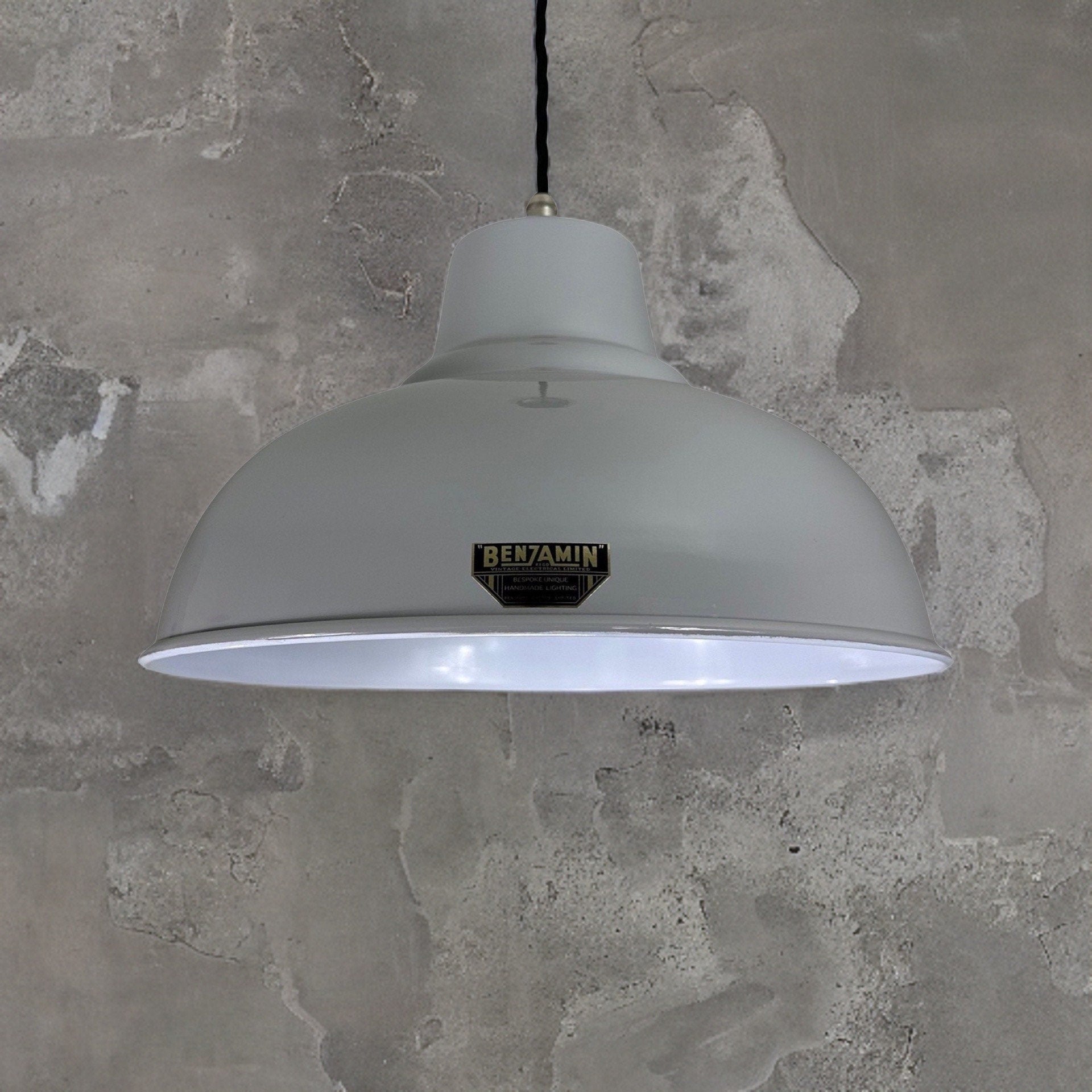 Salthouse XL ~ Grey Industrial factory shade light ceiling dining room kitchen table vintage edison filament lamps pendant bar 14.5 Inch