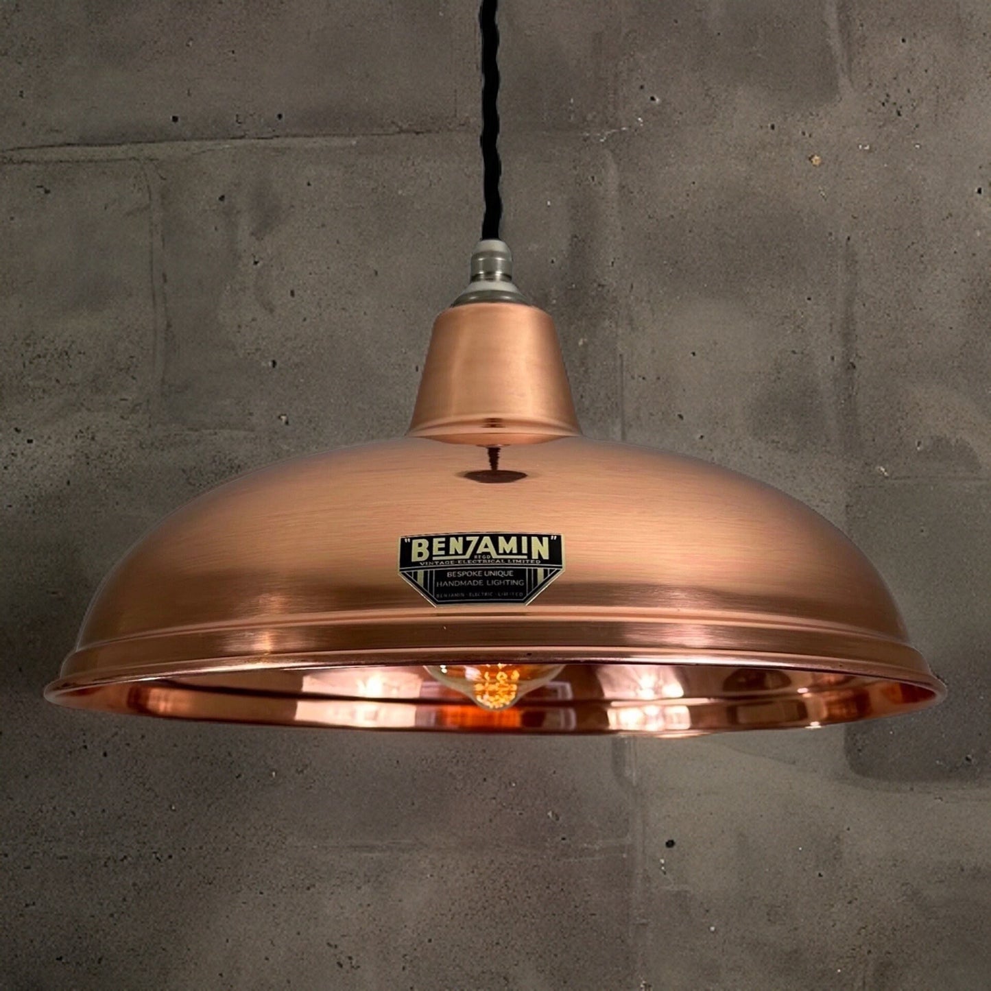 Sedgeford ~ **Worn** Solid Copper Lampshade Pendant Ceiling Light ~ 12 Inch