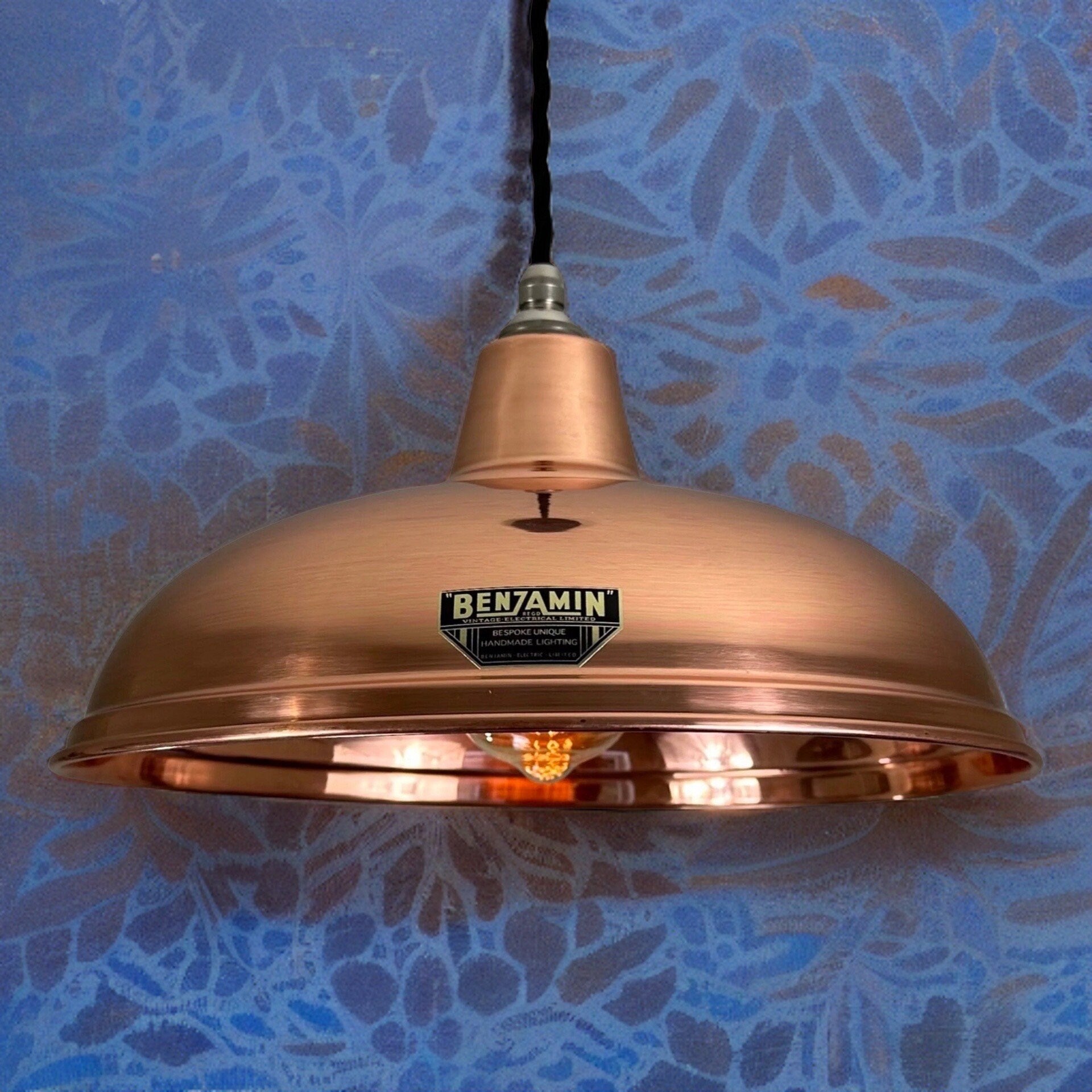 Sedgeford ~ **Worn** Solid Copper Lampshade Pendant Ceiling Light ~ 12 Inch