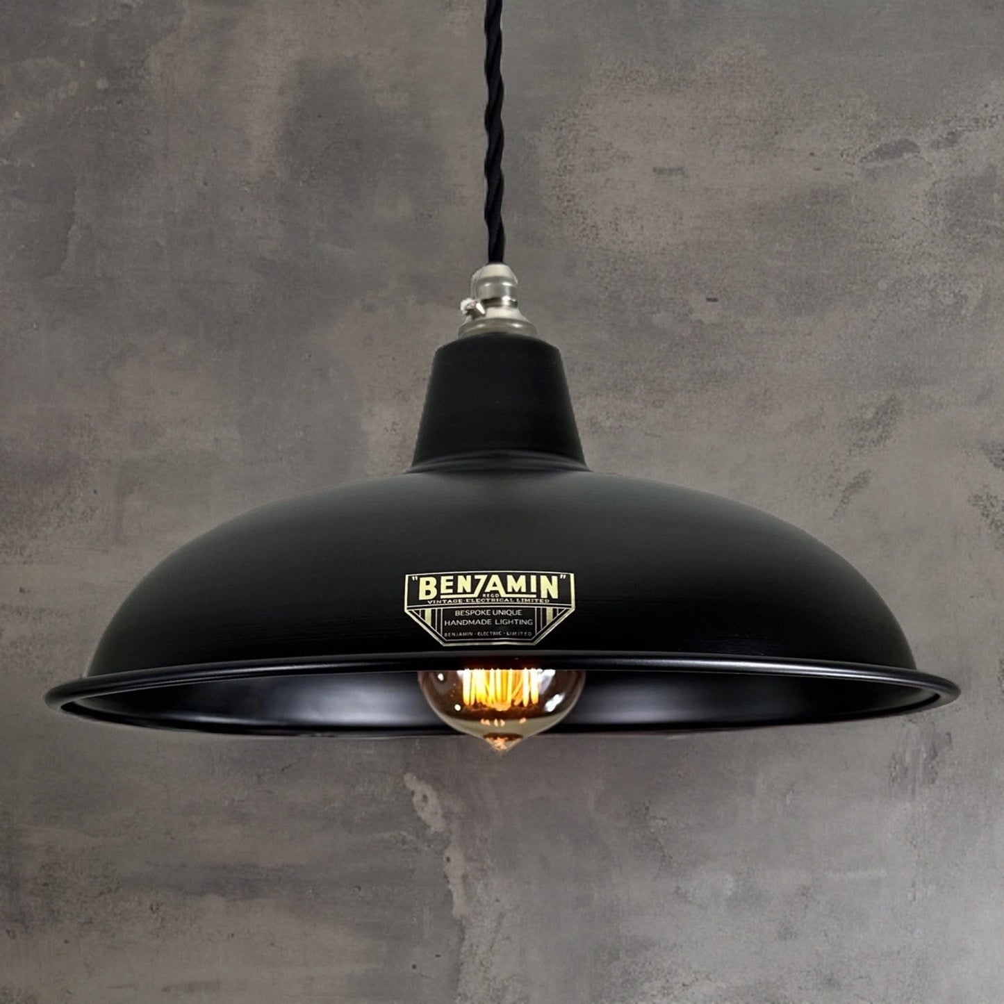 Sedgeford ~ Matt Black Solid Industrial Shade Pendant Set Light | Ceiling Dining Room | Kitchen Table | Vintage Thorlux Style
