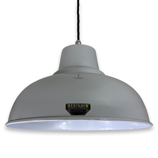 Salthouse XL ~ Grey Industrial factory shade light ceiling dining room kitchen table vintage edison filament lamps pendant bar 14.5 Inch