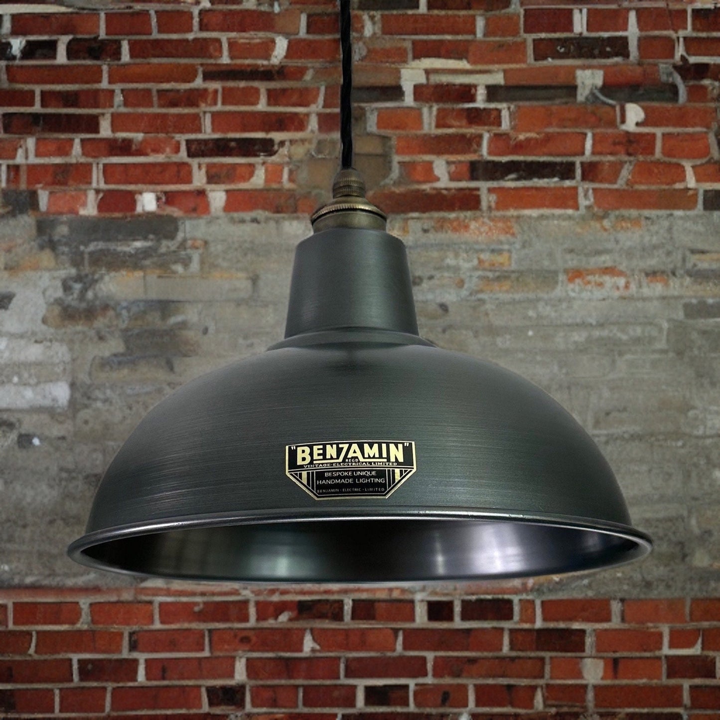 Salthouse ~ Pewter Grey Industrial Factory Shade light ceiling dining room kitchen table vintage pendant 10 Inch