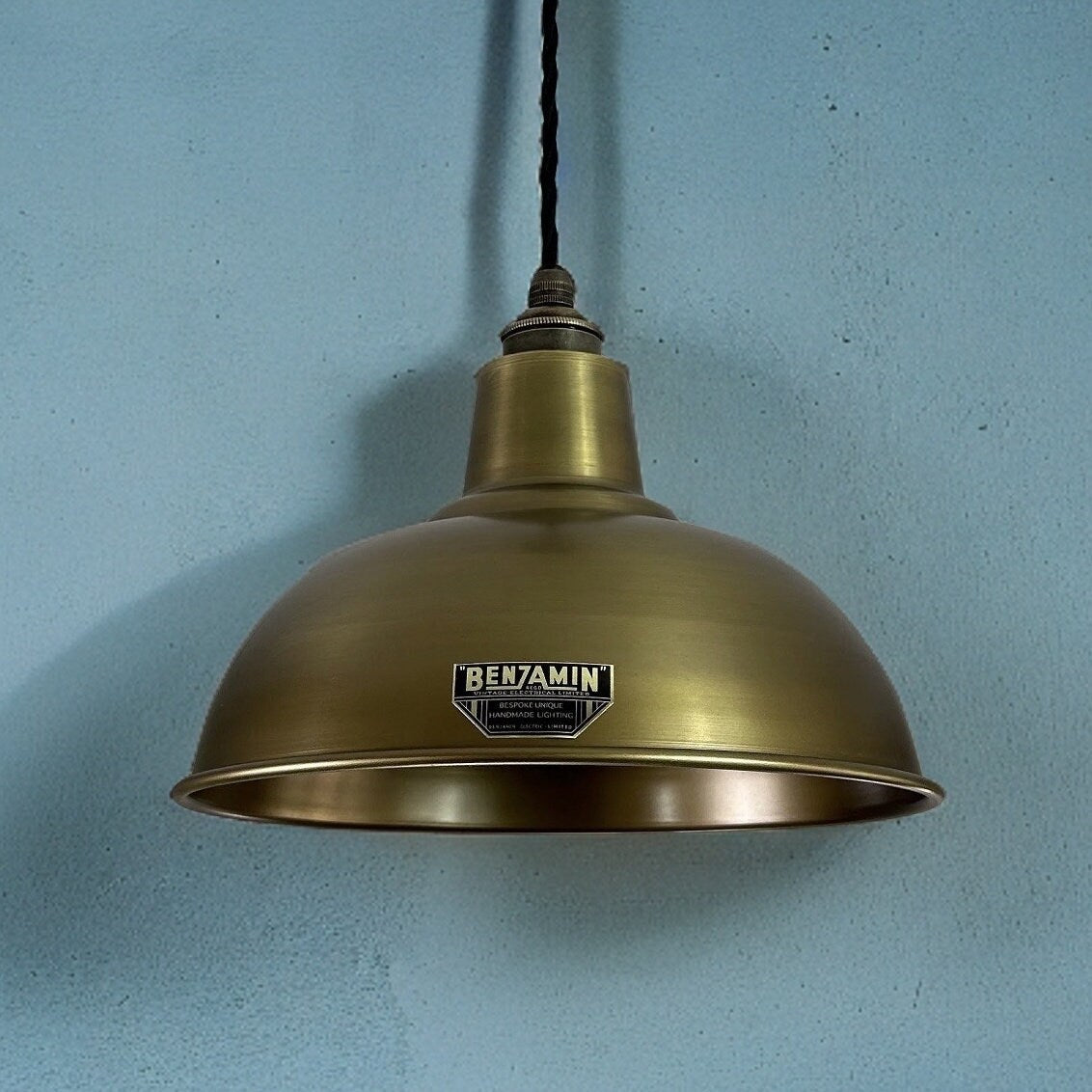 Salthouse ~ Antique Brass Dome Shade Light Pendant ~ 10 Inch