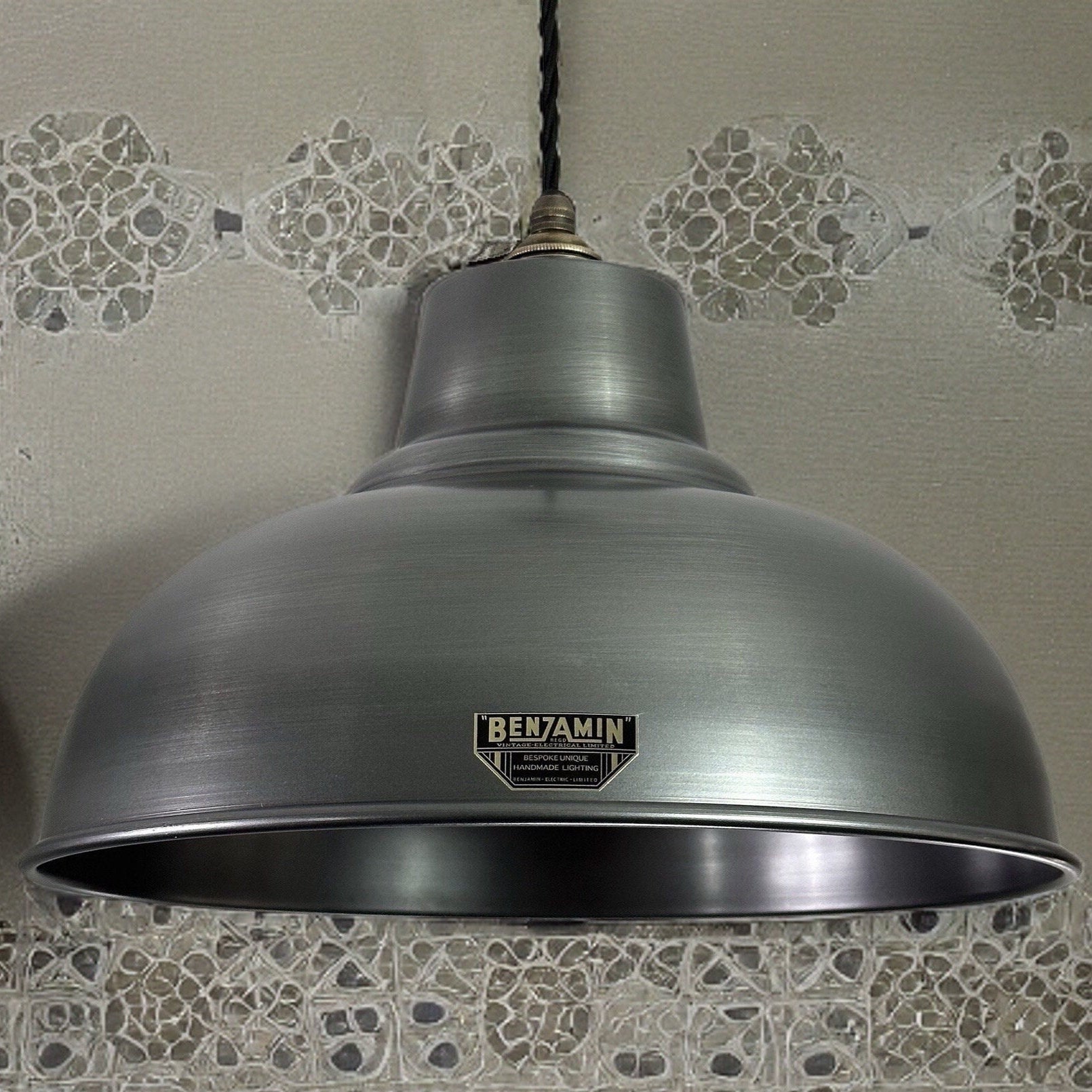 Salthouse XL ~ Pewter Grey Industrial factory shade light ceiling dining room kitchen table vintage filament lamps pendant 14.5 Inch