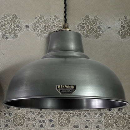 Salthouse XL ~ Pewter Grey Industrial factory shade light ceiling dining room kitchen table vintage filament lamps pendant 14.5 Inch