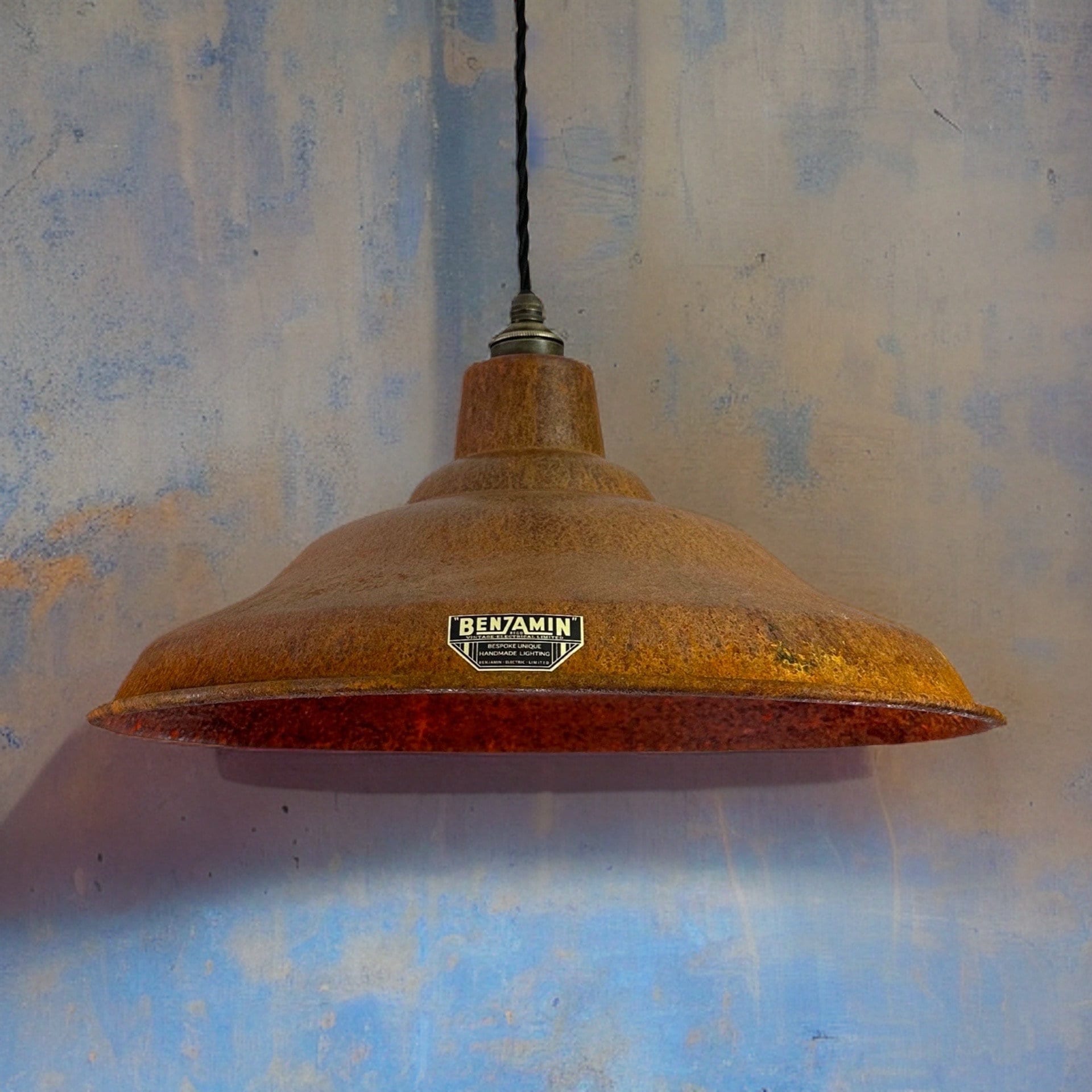 Bawsey ~ Rusted Solid Steel Lampshade Pendant Ceiling Light ~ 16 Inch