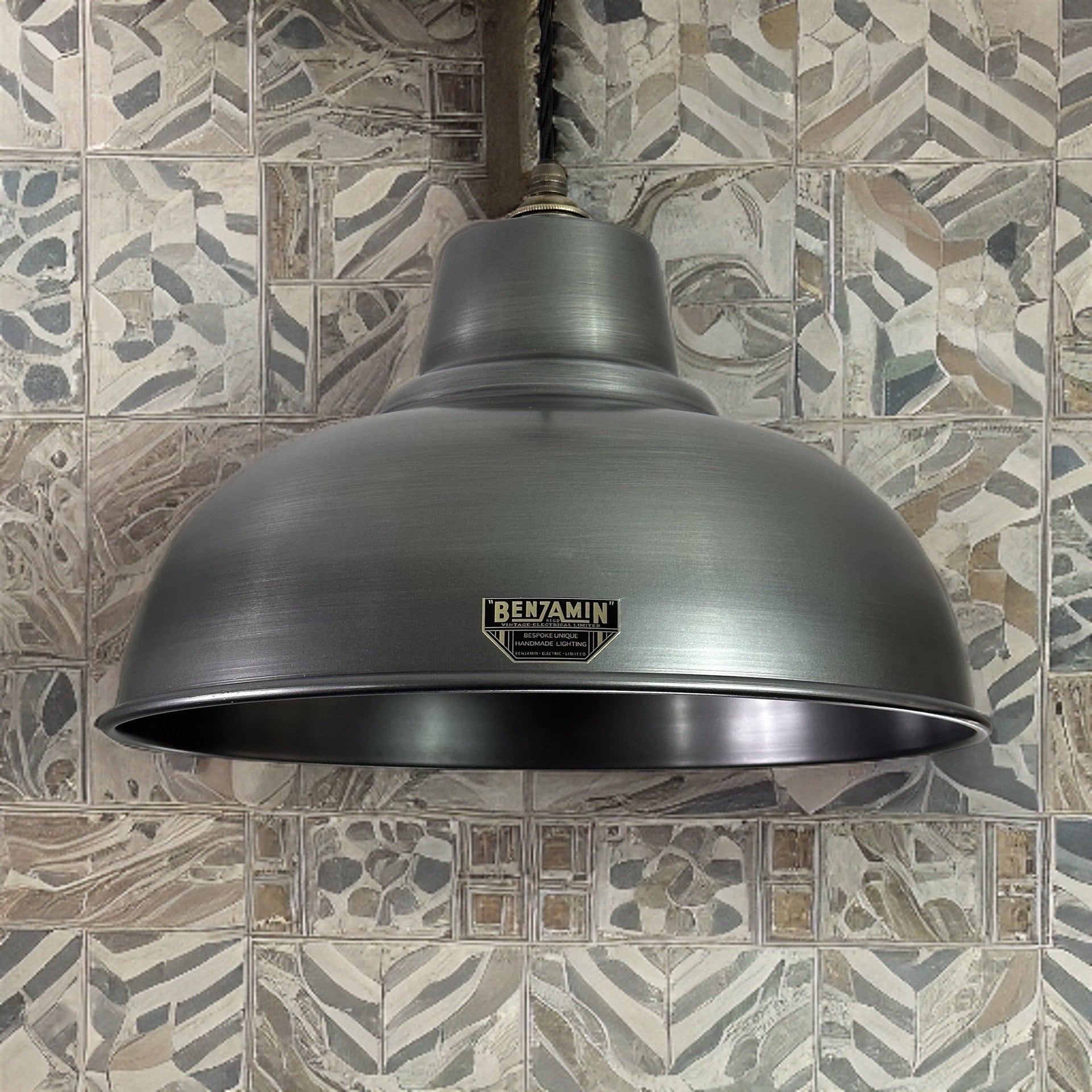 Salthouse XL ~ Pewter Grey Industrial factory shade light ceiling dining room kitchen table vintage filament lamps pendant 14.5 Inch