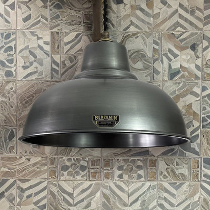 Salthouse XL ~ Pewter Grey Industrial factory shade light ceiling dining room kitchen table vintage filament lamps pendant 14.5 Inch
