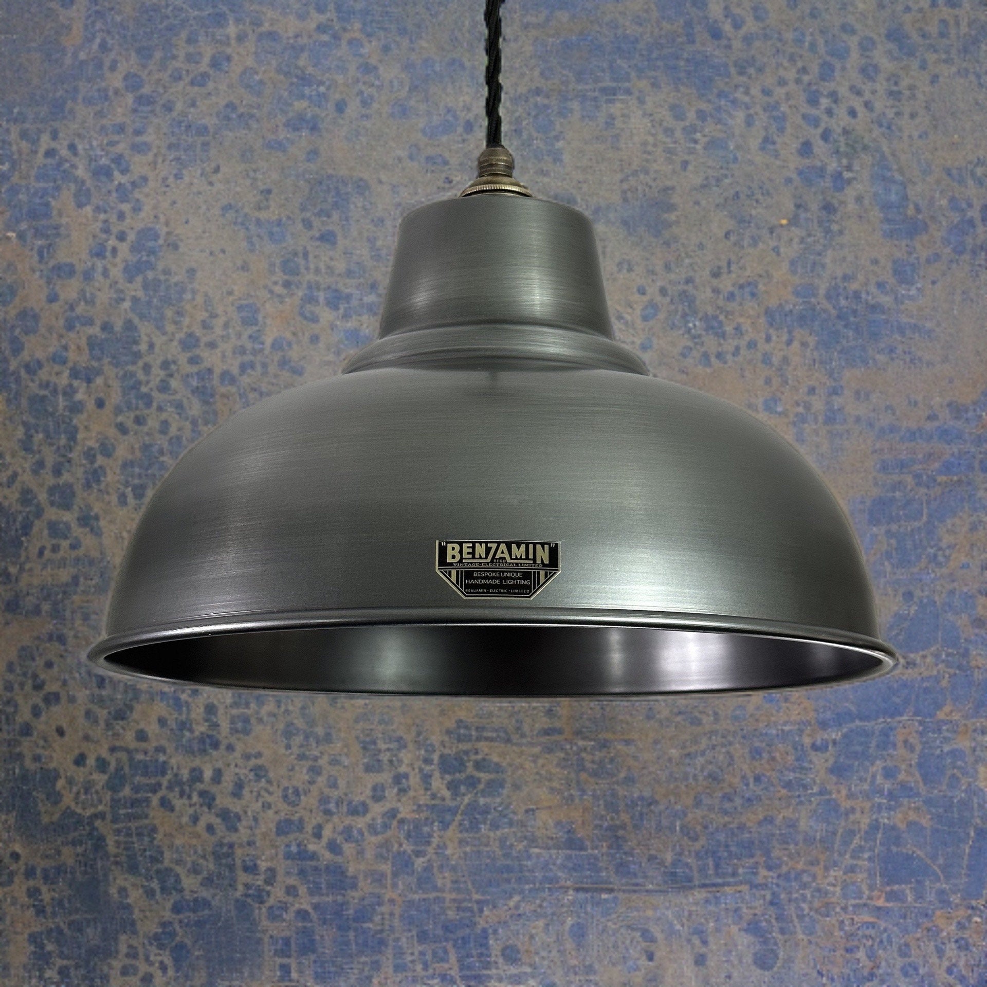 Salthouse XL ~ Pewter Grey Industrial factory shade light ceiling dining room kitchen table vintage filament lamps pendant 14.5 Inch