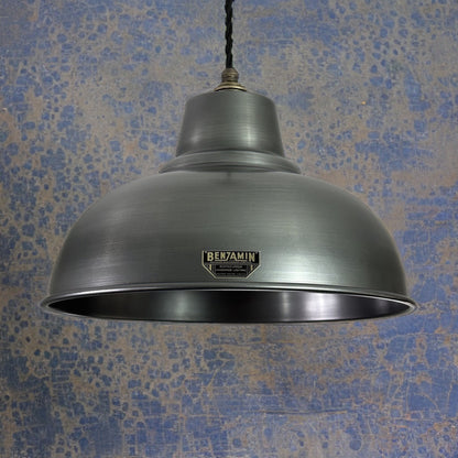 Salthouse XL ~ Pewter Grey Industrial factory shade light ceiling dining room kitchen table vintage filament lamps pendant 14.5 Inch