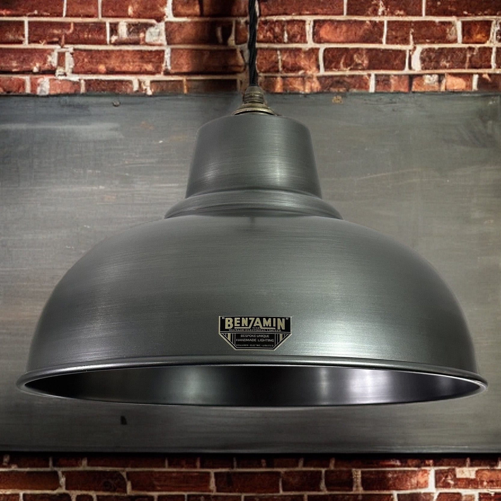 Salthouse XL ~ Pewter Grey Industrial factory shade light ceiling dining room kitchen table vintage filament lamps pendant 14.5 Inch