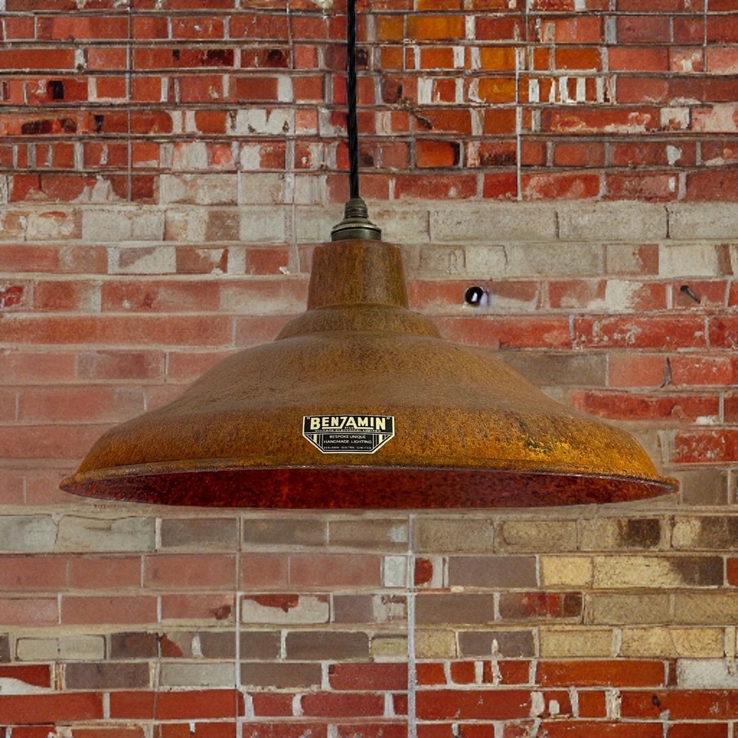 Bawsey ~ Rusted Solid Steel Lampshade Pendant Ceiling Light ~ 16 Inch