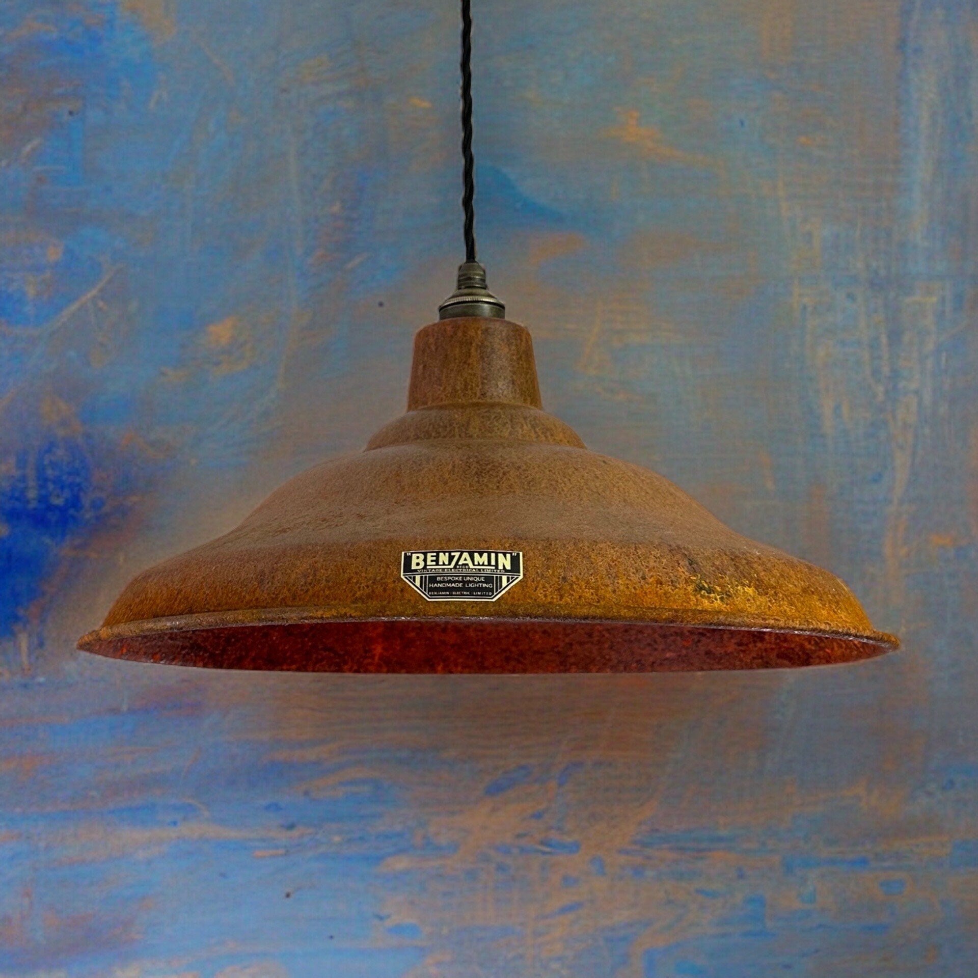 Bawsey ~ Rusted Solid Steel Lampshade Pendant Ceiling Light ~ 16 Inch