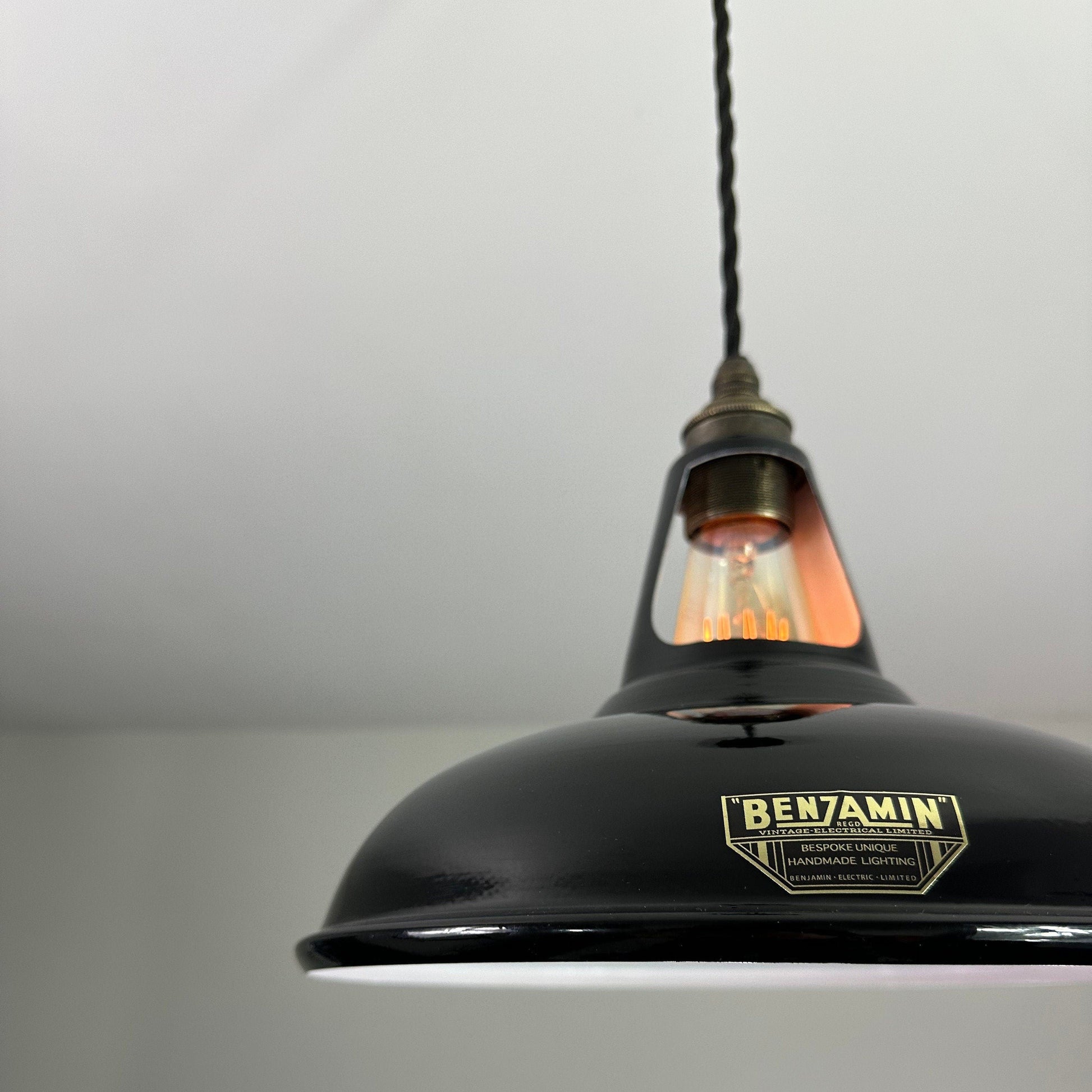 Cawston ~ Midnight Black Solid Shade Slotted Design Pendant Set Light | Ceiling Dining Room | Kitchen Table | Vintage Filament Bulb 11 Inch