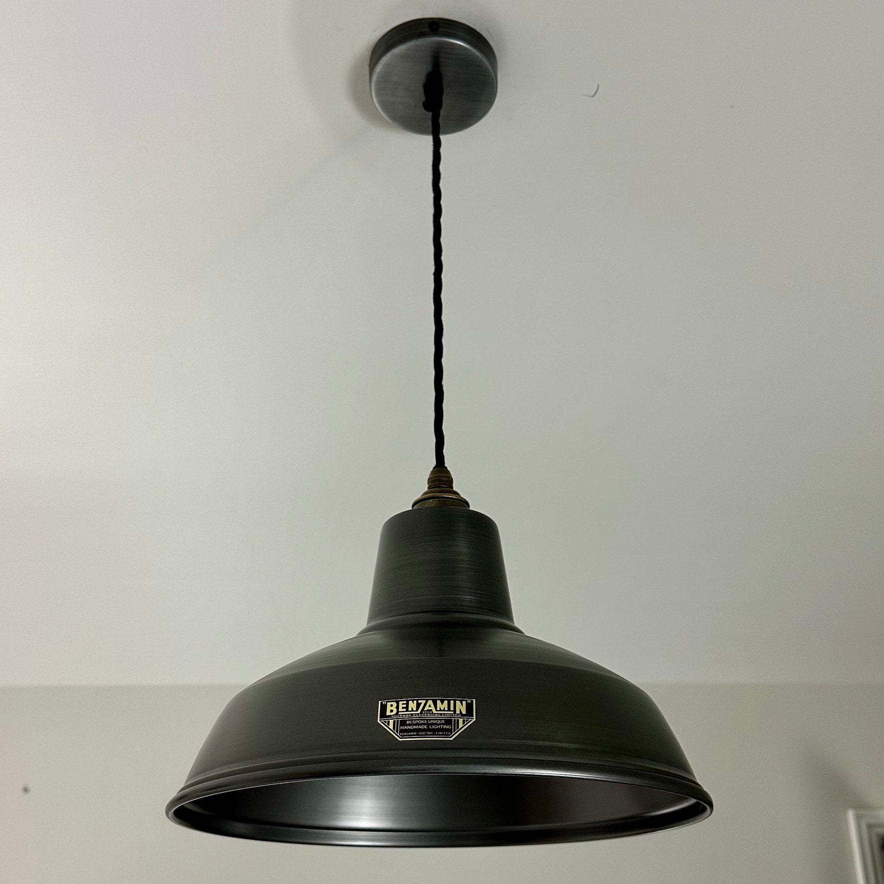 Filby ~ Pewter Grey Solid Steel Reflector Industrial Shade Pendant Set Light | Ceiling Dining Room | Kitchen Table | Vintage | Filament Bulb