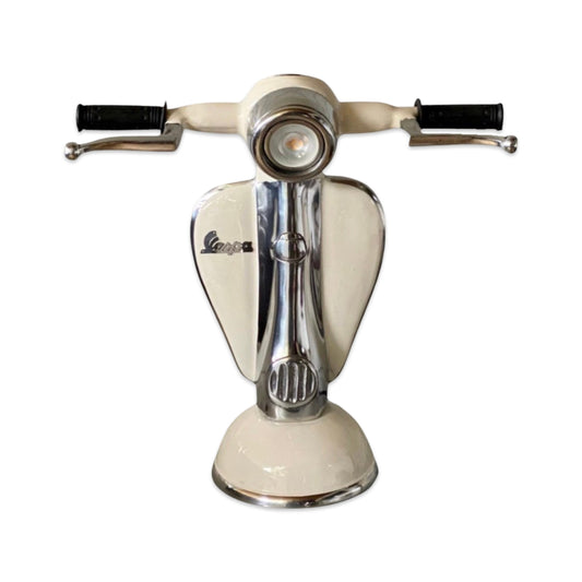 White Scooter Table Lamp Vintage Style | Fabric Cable | Bedroom | Bedside Reading Light | Retro | Dimmable LED Bulb by Maxlume