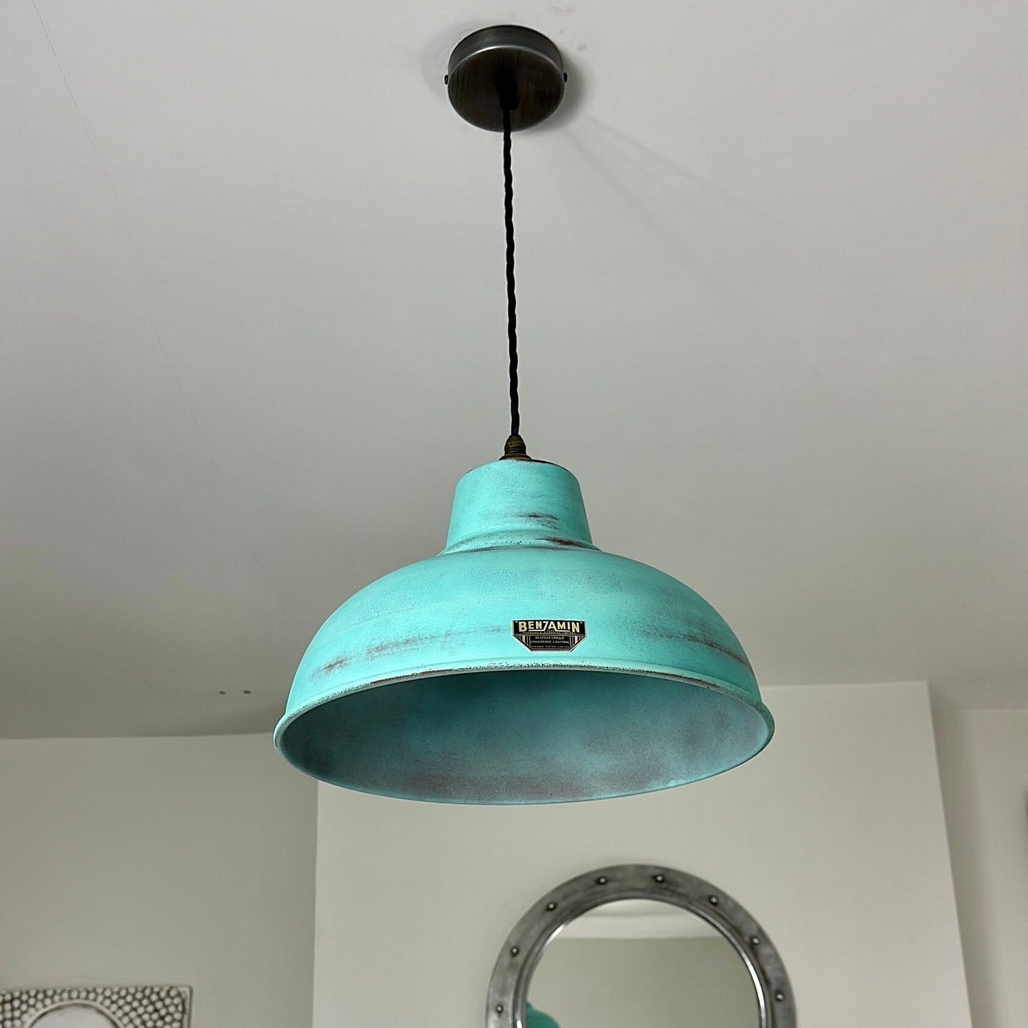 Salthouse XL ~ Verdigris Copper Patina Industrial shade light ceiling dining room kitchen table vintage filament lamps pendant 14.5 Inch