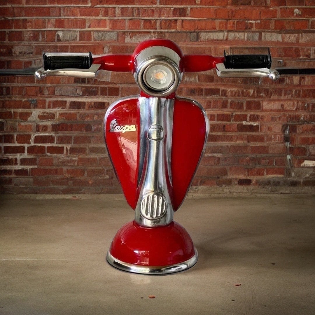 Vespa Red Scooter Table Lamp Vintage Style | Fabric Cable | Bedroom | Bedside Reading Light | Retro | Dimmable LED Bulb by Maxlume