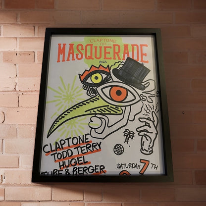 Masquerade ~ Genuine Official Pacha Ibiza Framed Dj Artwork Travel Poster | Luxury Black Frame