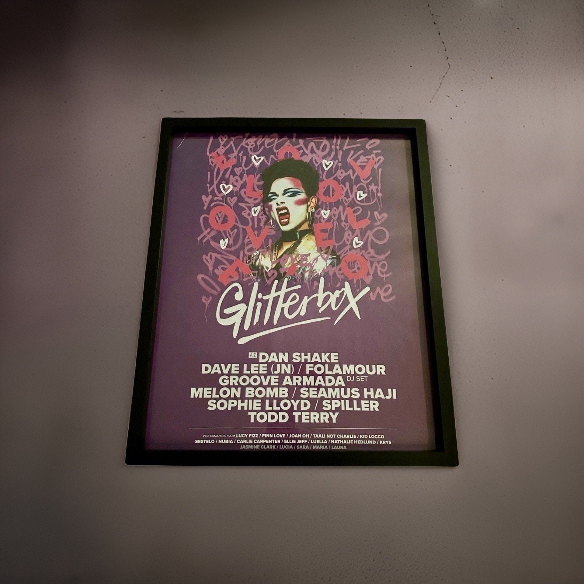 Glitterbox ~ Genuine Hi Ibiza Framed Dj Artwork | A3 Luxury Black Frame