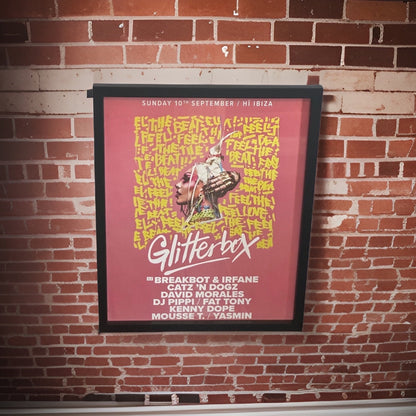 Glitterbox ~ Genuine Hi Ibiza Framed Dj Artwork | A3 Luxury Black Frame