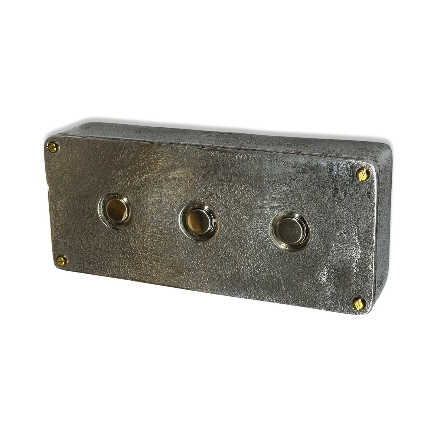 Momentary 3 Gang Solid Cast Metal Conduit Light Switch Industrial - BS EN Approved Vintage Crabtree 1950’s Style