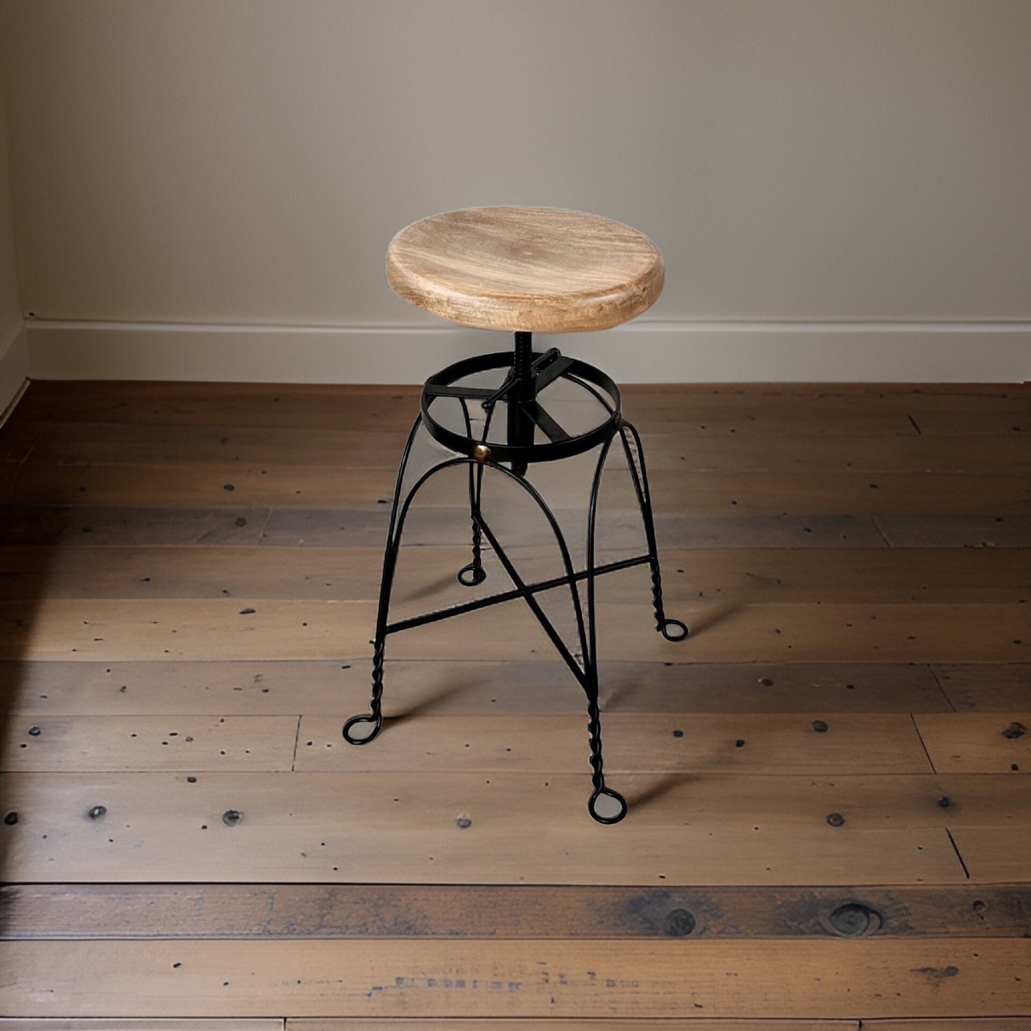 Maxlume ~ Industrial Solid Bar Stool Leather Base | Vintage Style | Cast Metal | Floor Standing