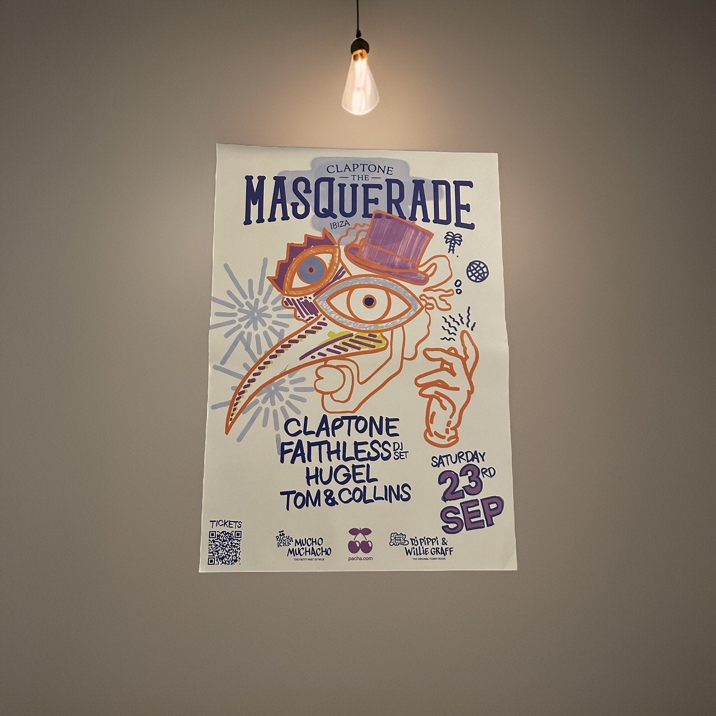 Masquerade ~ Genuine Official Pacha Ibiza Framed Dj Artwork Travel Poster | Luxury Black Frame