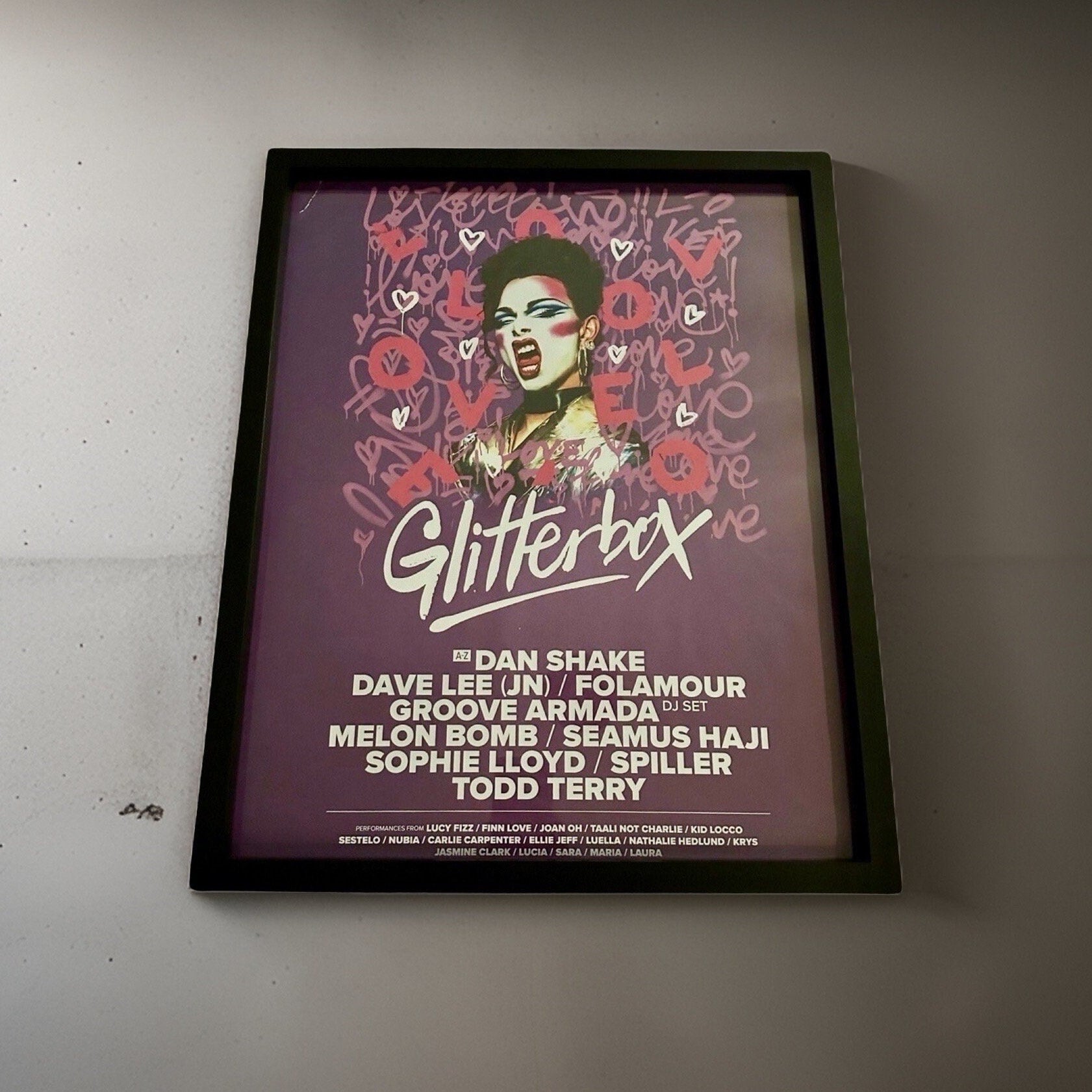 Glitterbox ~ Genuine Hi Ibiza Framed Dj Artwork | A3 Luxury Black Frame