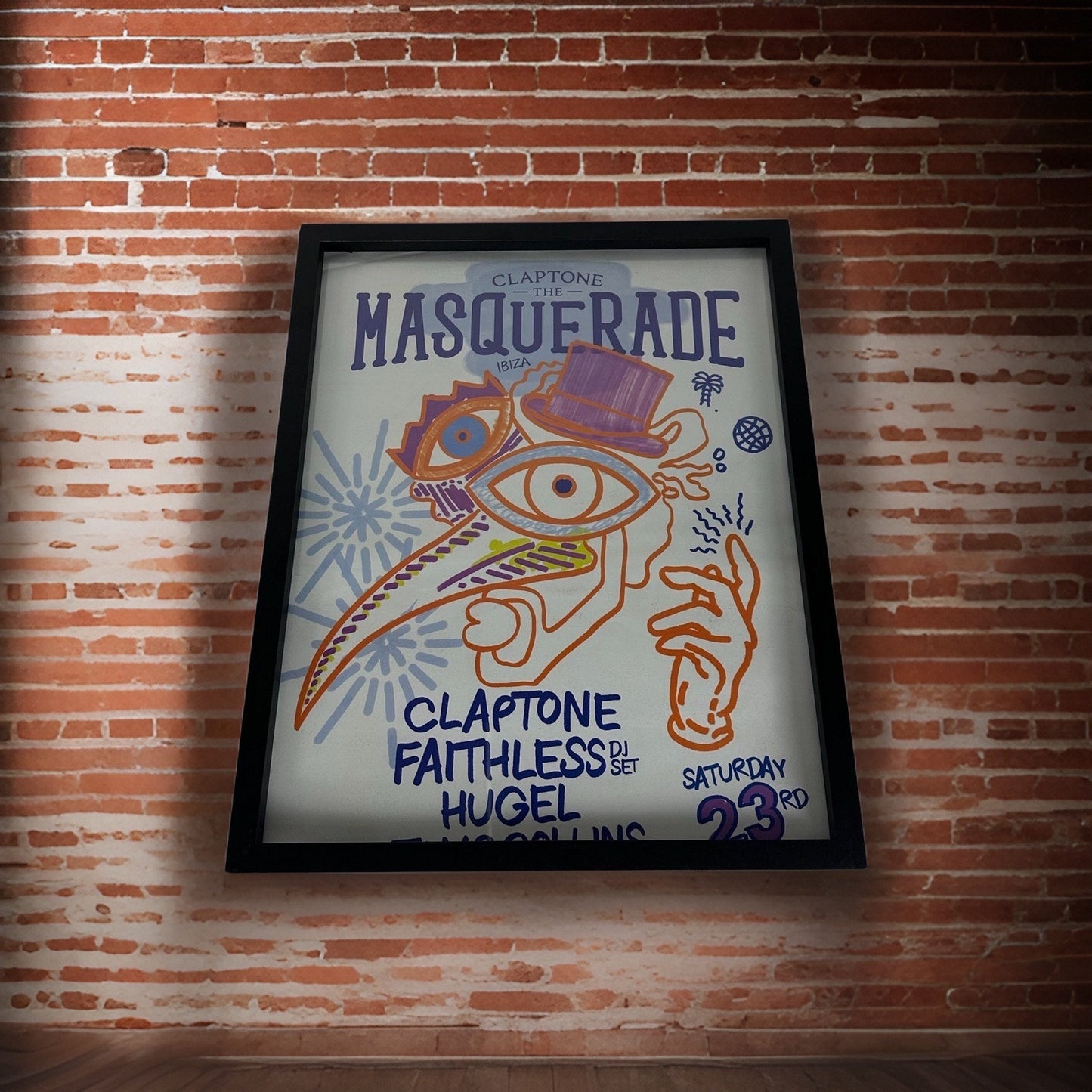 Masquerade ~ Genuine Official Pacha Ibiza Framed Dj Artwork Travel Poster | Luxury Black Frame