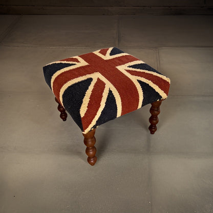 Maxlume ~ Union Jack Flag Bench | Great Britain | Pouf Solid Base | Vintage Style | Floor Standing | Man Cave Stool