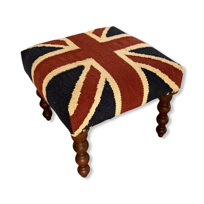 Maxlume ~ Union Jack Flag Bench | Great Britain | Pouf Solid Base | Vintage Style | Floor Standing | Man Cave Stool