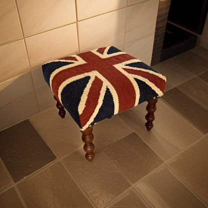 Maxlume ~ Union Jack Flag Bench | Great Britain | Pouf Solid Base | Vintage Style | Floor Standing | Man Cave Stool
