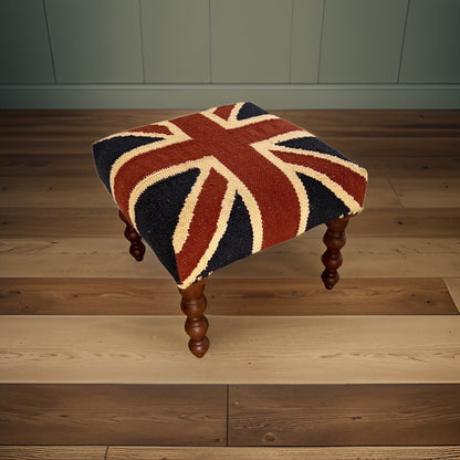 Maxlume ~ Union Jack Flag Bench | Great Britain | Pouf Solid Base | Vintage Style | Floor Standing | Man Cave Stool