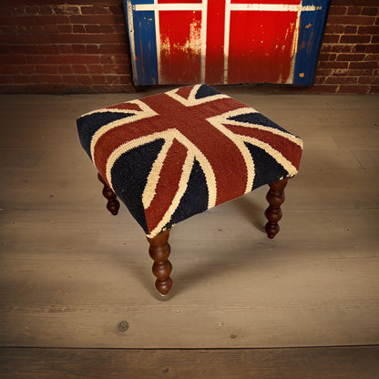 Maxlume ~ Union Jack Flag Bench | Great Britain | Pouf Solid Base | Vintage Style | Floor Standing | Man Cave Stool