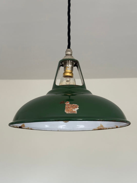 Geniune Green Solid Coolicon 1932 Shade Pendant Set Light 11 Inch | Ceiling Dining Room | Kitchen Table | Vintage Filament Bulb