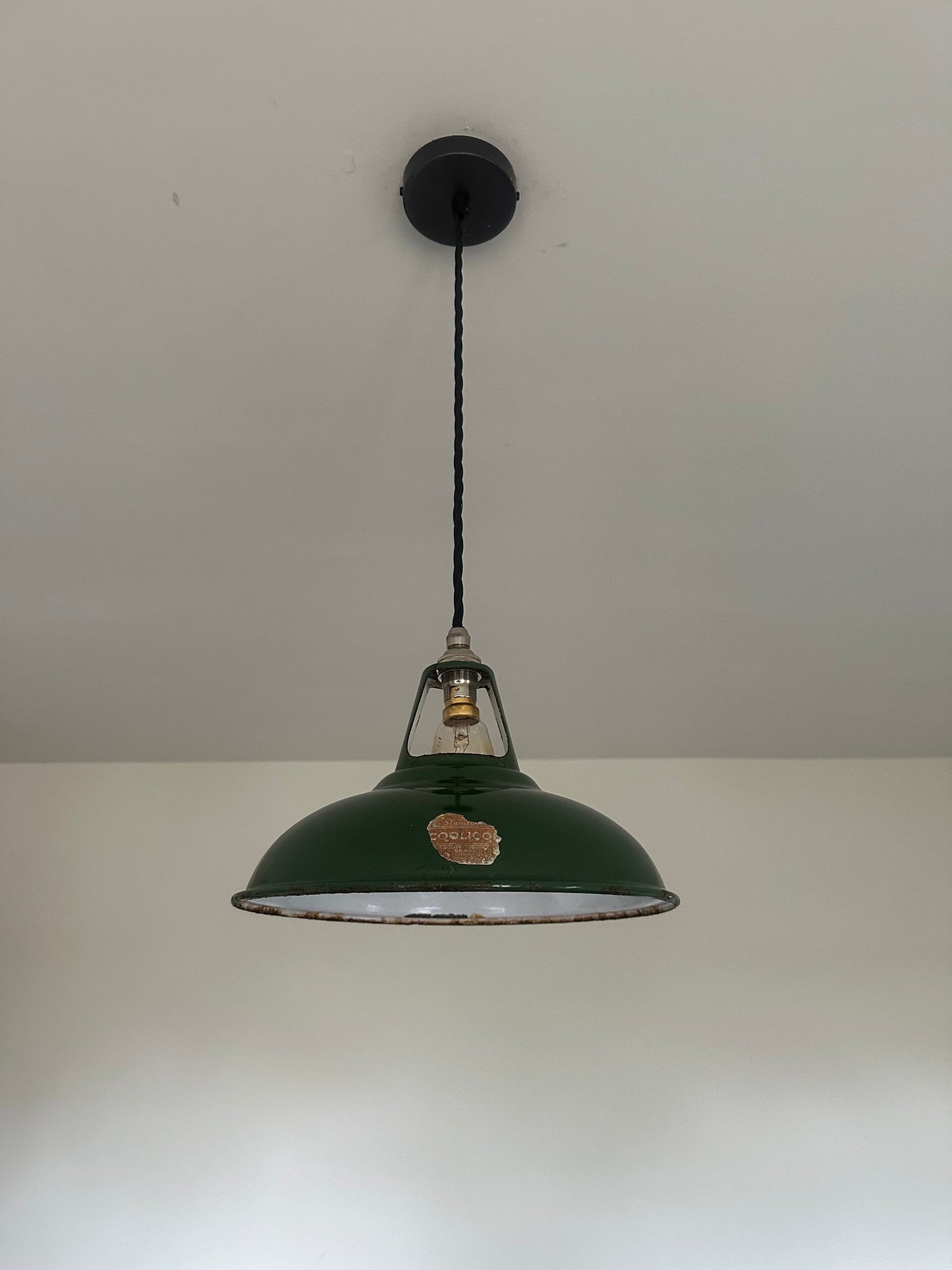 Geniune Green Solid Coolicon 1932 Lamp Shade Pendant Set Light 11 Inch | Ceiling Dining Room | Kitchen Table | Vintage Filament Bulb