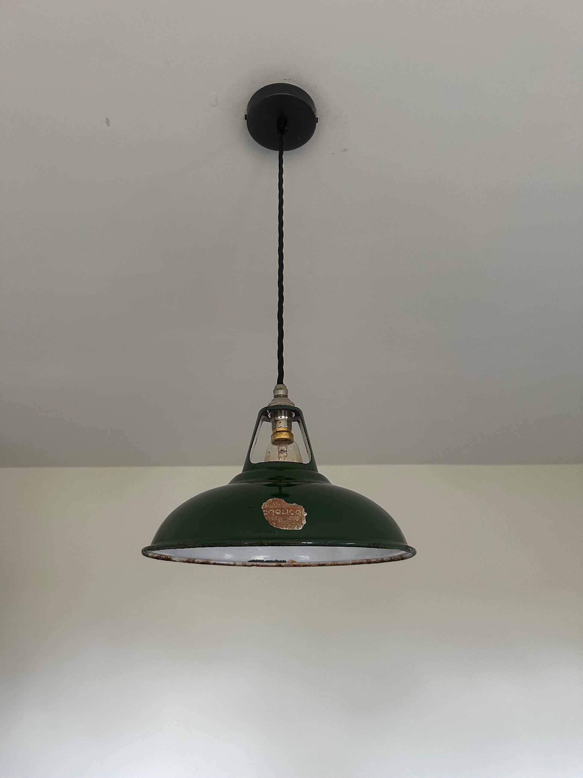 Geniune Green Solid Coolicon 1932 Lamp Shade Pendant Set Light 11 Inch | Ceiling Dining Room | Kitchen Table | Vintage Filament Bulb