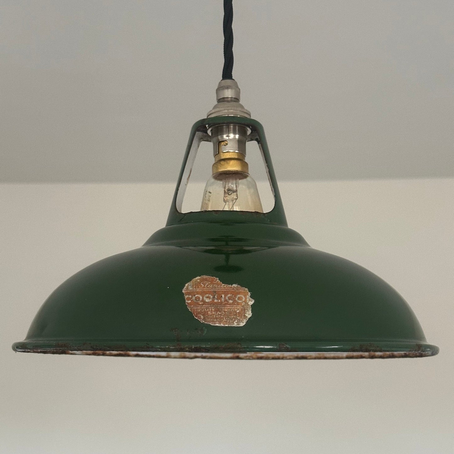 Geniune Green Solid Coolicon 1932 Lamp Shade Pendant Set Light 11 Inch | Ceiling Dining Room | Kitchen Table | Vintage Filament Bulb