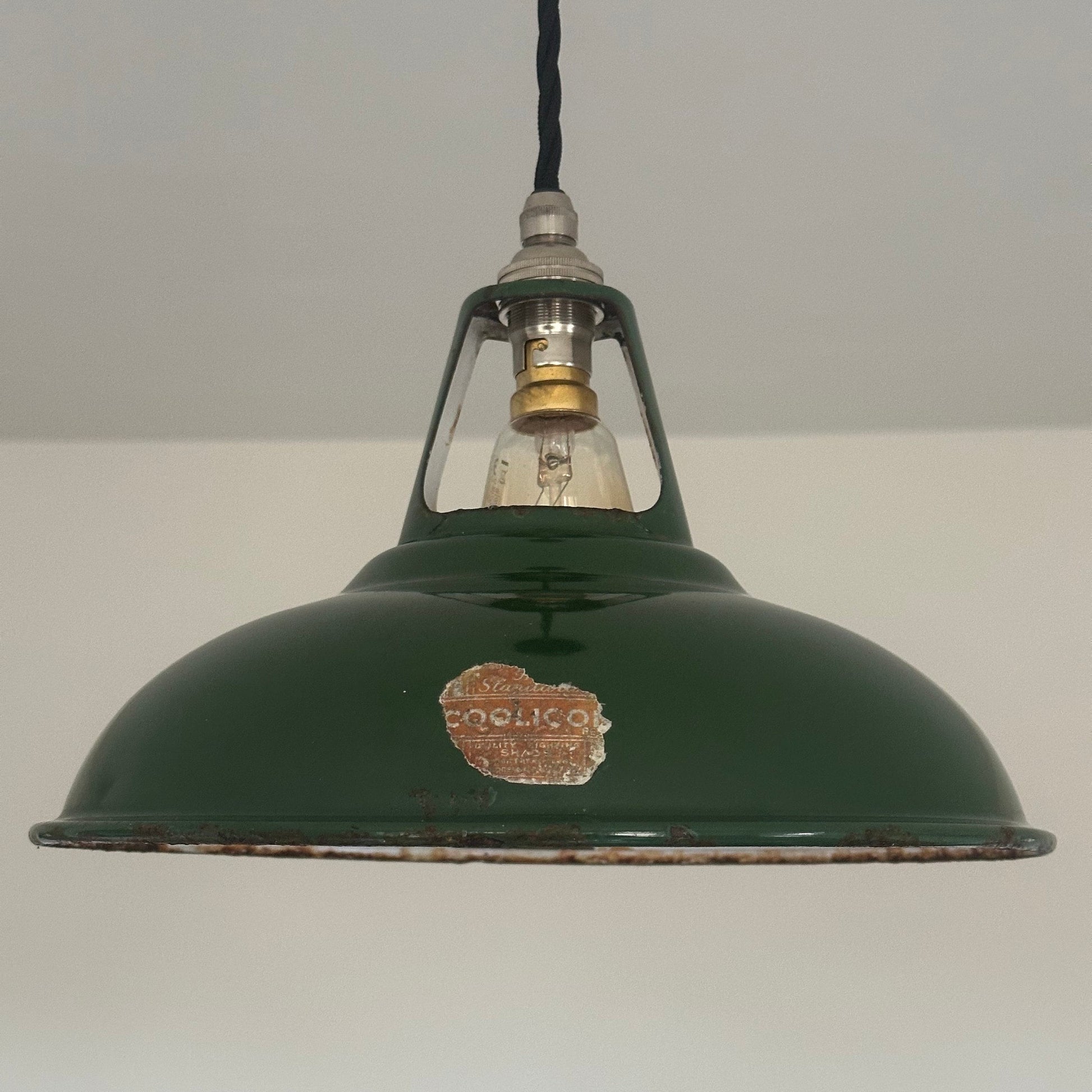 Geniune Green Solid Coolicon 1932 Lamp Shade Pendant Set Light 11 Inch | Ceiling Dining Room | Kitchen Table | Vintage Filament Bulb