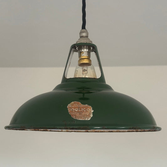 Geniune Green Solid Coolicon 1932 Lamp Shade Pendant Set Light 11 Inch | Ceiling Dining Room | Kitchen Table | Vintage Filament Bulb
